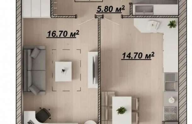 Продаж 1кім квартири 43,6кв.м. в центрі, фото 2