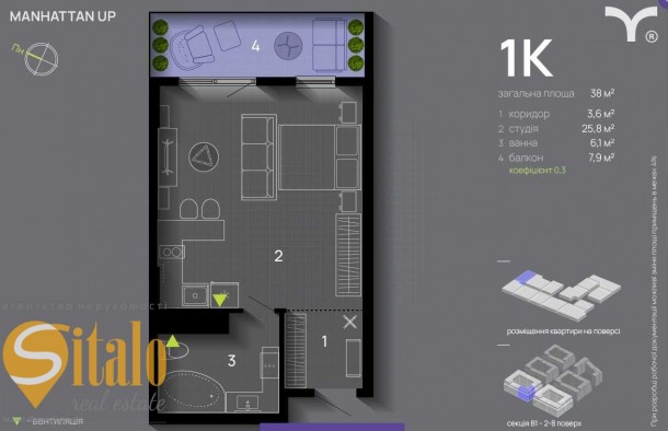 ЖК Manhattan UP   1 кімнатна квартира, фото 2