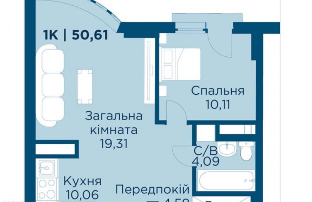 1 км квартира 50,61 м.квЖК Листопадм.ІваноФранківськ, фото 2