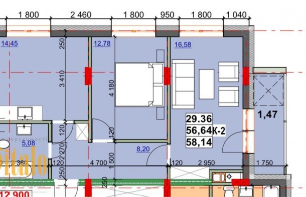 2к.в елітному будинку Частковий ремонт Центр, фото 16