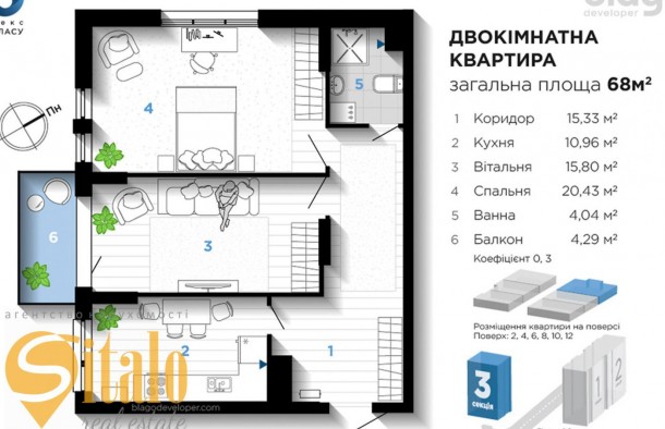 Продаж 2кім квартири в центріЖК А5, фото 2