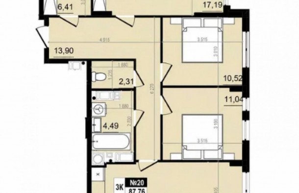 Простора 3кімнатна квартира 87,76 м² у ЖК Парус COMFORT, Винники, фото 7