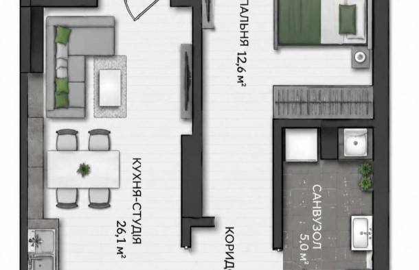 Продаж 1 кім квартири біля озера, фото 9