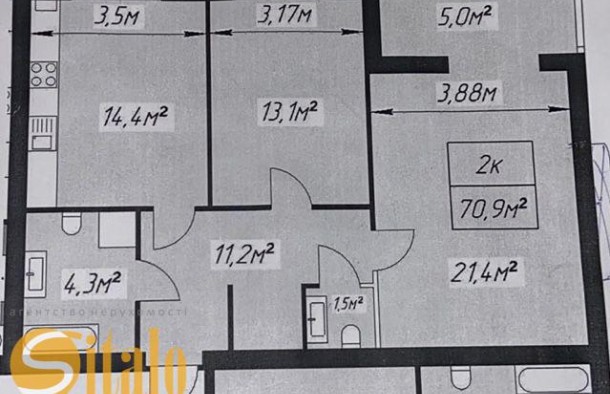 Продаж 2 кім квартири в зданому будинку, фото 3