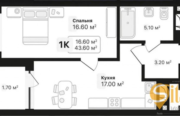 1 кімнатна квартира в  житловому комплексі бізнескласу Auroom Air на вулиці Топольна біля ТЦ Спартак, фото 4
