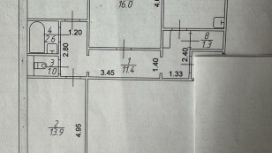 3кiмнатна квартира , 16 мр